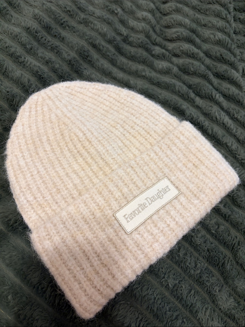 Favorite Daughter Pale Pink Cozy Ribbed Knit Beanie